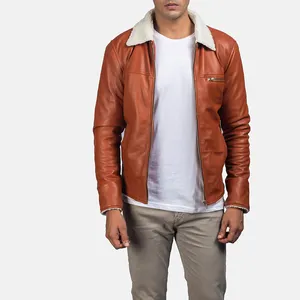 Top Notch Jacket Dan Frost Tan Shearling Jacket For Mens Customized Genuine Leather Manufacturer Stylish Fashion Clothes Wardobe