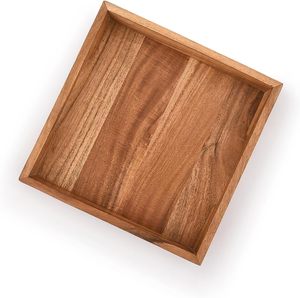 Plateau de rangement et de service en bois, très demandé, avec base en cannage et poignées métalliques, design élégant pour la salle à manger, la cuisine et le service du café. - Product Image 5