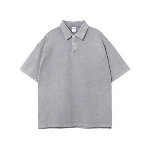 Polo t-shirts hommes vêtements d'été tissu respirant coupe ajustée à manches courtes couleur unie mode décontractée fournisseur en gros vêtements en vrac - Product Image 4