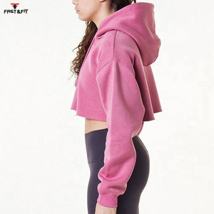 Sudaderas con capucha cortas de manga larga antipilling transpirables de punto estampadas ajustadas a la mejor moda con logotipo frontal para mujer - Product Image 4