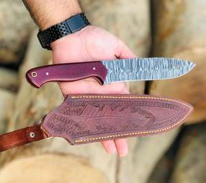 High-end Damascus Hunting Knife With Custom Hand Forged Premium Quality Damascus <b>Steel</b> Knife Best Design Customizable Handle - Product Image 6