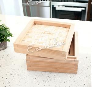 Handmade Eco-Friendly Square Natural Bamboo Dumpling <b>Steamer</b> with Lid with Lid Dim Sum Style for Chinese Food - Product Image 6