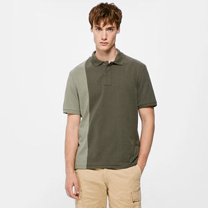 Polo décontracté à manches courtes en coton respirant pour homme avec col tournant imprimé à carreaux de couleur grande taille - Product Image 1