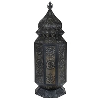 Lanterne à bougie hexagonale moderne en métal MS bicolore, découpe et impression 1 couleur, faite à la main, pour décoration de Noël 2026, de maison et de mariage