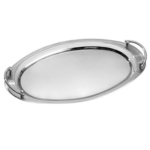 Plateau de service rectangulaire moderne en aluminium martelé avec poignées, finition argentée, plat à nourriture en métal pour la maison, l'hôtel, en vente - Product Image 2