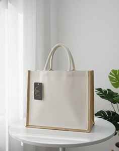 Promotional <b>Medium</b> Ecofriendly Laminated Canvas Custom Color Zipper Closure PP Webbing Handle Durable Blank <b>Tote</b> <b>Bag</b> Custom Logo - Product Image 1
