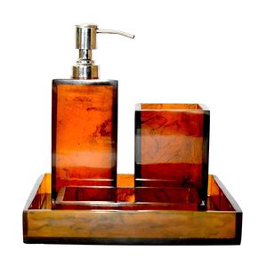 Juego de baño sostenible ecológico de cuatro piezas de resina de Color sol oscuro, accesorios de baño duraderos, Hotel doméstico de alta calidad estándar - Product Image 3