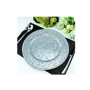 Placas de metal galvanizadas redondeadas Placas de cargador vintage Boda Construcción robusta Uso diario Vajilla segura - Product Image 6