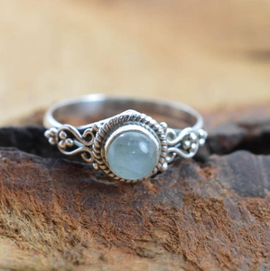 Anillo de Aguamarina Natural Hecho a Mano, Plata de Ley 925, Joyería con Piedras Preciosas para Mujer, Regalo de Aniversario, Piedra de Nacimiento de Marzo - Product Image 4