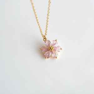 Collier en zircon rose, argent 925, style vintage, collier mignon, collier à breloques, cadeau pour elle - Product Image 2