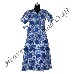 Kimono de algodón hecho a mano con estampado Floral, ropa de dormir de verano con estampado de bloques, bata de dama de honor hasta el suelo, albornoz con cubierta de playa - Product Image 2