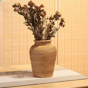 Vase à fleurs en rotin tissé naturel-Décoration de maison élégante, vase décoratif écologique pour le salon Viet Fargimex - Product Image 1