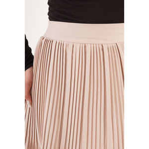 Lustrin Women's <b>Elastic</b> Waist Stone Color Mini <b>Skirt</b> with Inner Shorts - Polyester Elastane Blend for Casual Wear - Product Image 2