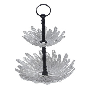 Bandeja de servicio de 2 niveles con mango de metal Artículos para el hogar y el hotel Bandeja de decoración de mesa de nuevo diseño Bandeja de servicio de precio de fábrica - Product Image 4