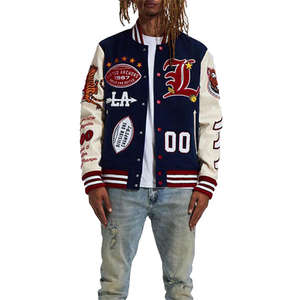 Chaquetas Varsity con Capucha, Reversibles, Impermeables, Antibacterianas, de Algodón/Poliéster, con Parches Bordados en 3D Estilo Hip Hop, para Otoño - Product Image 4