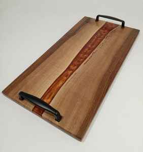 Bandeja de resina con asas de hojas doradas Bandeja de resina de forma ovalada para uso doméstico en hoteles Bandeja de resina de madera - Product Image 1