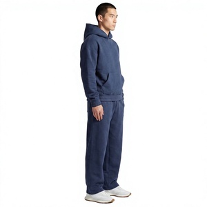 OEM Custom Logo Men's 100% Cotton French Terry Oversized Streetwear Tracksuit Straight Leg Jogger <b>Set</b> Manufacturer - Product Image 2