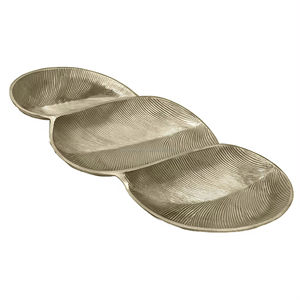 Plateau de service en aluminium gaufré de qualité supérieure Plateau décoratif de forme irrégulière en métal pour la cuisine à domicile Exportateur en gros - Product Image 3