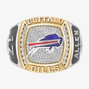 แฟนตัวจริงเครื่องประดับชั้นดี Josh ALLEN Buffalo Bills 12 ct. ทีดับเบิลยูแหวนแฟชั่นสีทองทูโทน10K เพชรสีขาวธรรมชาติ - Product Image 1