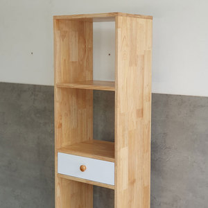 Étagère décorative de salon de type vertical 40x30x160cm avec tiroirs en bois d'hévéa KTB68144 - Product Image 4