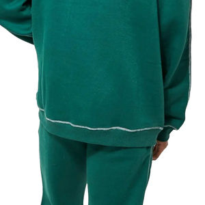 Personnalisé surdimensionné français éponge Vintage coupe ample pantalon et ensemble à capuche coutures contrastées survêtement en détresse broderie survêtement - Product Image 2