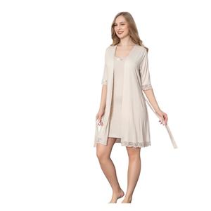 Conjunto de Pijama de Viscosa para Mujer, Camisón Capri, Túnica Corta, Ropa de Dormir Suave y Transpirable, Ropa de Casa Cómoda para Descansar - Product Image 3