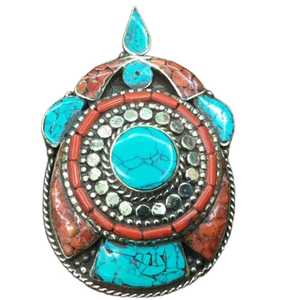 Nouvel arrivage-Charme en métal de style traditionnel Pendentif de mode ethnique unique Pendentif de mode en alliage de cuivre plaqué argent - Product Image 1