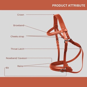 Bride de cheval sans mors en cuir anglais véritable Tan doux de qualité supérieure avec rênes Crossover Cross-Over Bitless Bridle - Product Image 4