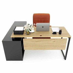 Escritorio Ejecutivo Slean HBSL026 con Base de Madera Contrachapada y Patas de Hierro, Categoría de Productos: Abrigos para Mujer - Product Image 6