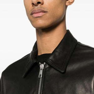 OEM personalizado negro chaqueta de cuero de oveja para hombres último estilo Slim Fit chaquetas largas de invierno chaqueta hecha en fábrica para los hombres - Product Image 4