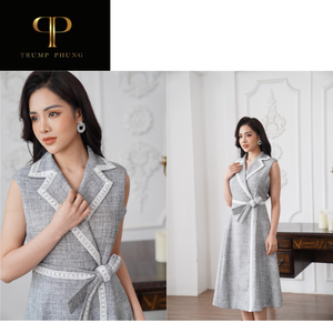 Robe moulante évasée élégante ligne A 100% coton pour femmes style féminin tissu naturel absorbant la sueur manteaux pour femmes par Vietnam - Product Image 1