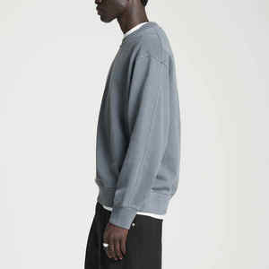 Meilleur nouveau sweat-shirt tricoté d'hiver délavé à l'acide pour hommes surdimensionné vintage en coton mélangé délavé col rond - Product Image 2