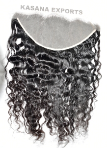 Extensions de cheveux indiens Remy 100% naturels noirs, cuticules alignées, bouclés, frontal 13*6, double trame tissée à la machine, 100g, origine indienne - Product Image 4