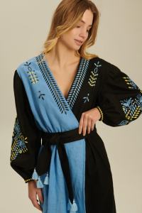 2025 recién llegados vestidos casuales mujeres noche manga completa con bordado a mano ucraniano hasta la rodilla vestidos diseñador algodón - Product Image 5