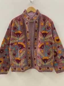 Suzani Embroidered Velvet Winter <b>Jacket</b> Handmade <b>Short</b> Festival Coat Ethnic Bohemian Outerwear Winter Kimono <b>Jacket</b> - Product Image 2