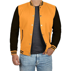 Chaqueta universitaria de tendencia industrial OEM para hombre, ropa de invierno Vintage con soporte, chaqueta de béisbol universitaria personalizada para hombre, envío DDP - Product Image 1