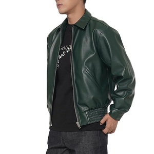 ผู้ผลิต OEM ขายส่ง เสื้อแจ็คเก็ตหนังบอมเบอร์แบบมีซิปคู่ ขนาดใหญ่พิเศษ กันลม สำหรับฤดูหนาว สำหรับผู้ชาย - Product Image 4