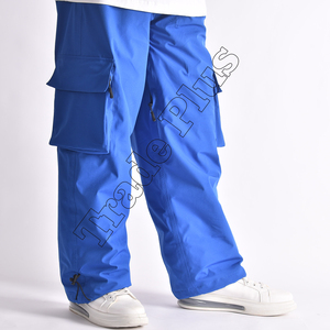 Pantalon de ski imperméable bleu royal tendance, nouveau design, pantalon de snowboard d'extérieur avec passants pour ceinture, évents et ourlet à cordon - Product Image 2