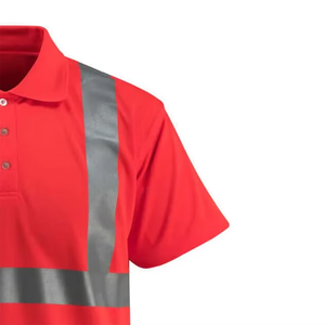 Polo de trabajo de alta visibilidad y manga larga para hombre, camisas de trabajo de seguridad de alta visibilidad con tiras reflectantes de secado rápido - Product Image 3