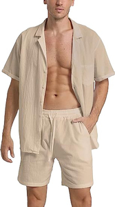 2026 OEM Casual hombres verano Terry camisa de secado rápido y corto conjunto de 2 piezas - Product Image 2