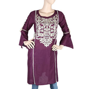 Kurti court brodé pour femmes - Violet - Product Image 2