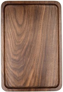 Bandeja de comida para servir de madera de nogal redonda marrón rústica de tamaño pequeño grande personalizada al por mayor con asas bandejas naturales - Product Image 2