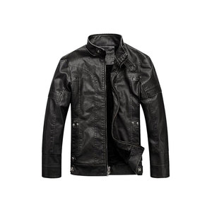 Chaqueta de cuero para uso en exteriores, chaqueta de cuero con cuello levantado, chaqueta de cuero para hombre - Product Image 3