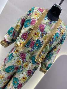 Designer Ladies' Silk Jump-Suit Western Style Printed Koti <b>Shrug</b> Fancy Salwar Kameez - Product Image 4