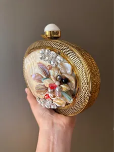 Diseño único de la mejor calidad, embrague con Incrustaciones de nácar, bolso de diseñador de boda, embrague de boda hecho a mano, embrague de latón - Product Image 5