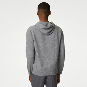 Custom <b>Men's</b> <b>Grey</b> 100% Cotton Fleece Regular Hooded Sweatshirt Screen Printed Gym Casual Embroidered Design Winter Thermal <b>Plain</b> - Product Image 3