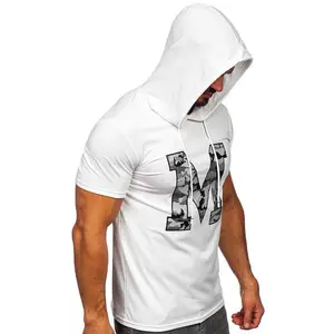 2023 Custom Hoody Tshirt Men Screen Print Plain High Quality Quick Dry Fitness Gym Short Sleeve Hoodie Tshirt For Man