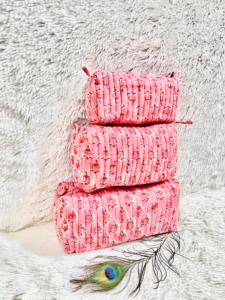 Bolsa de viaje con estampado de bloques de mano de algodón hecha a medida, juego con cremallera en 3 tamaños adecuados para tiendas textiles para el hogar para reventa - Product Image 6