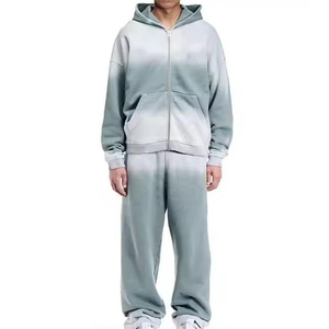 Acid Wash Sweat Suits Zip up Sun Faded Tracksuits Hoodies And <b>Sweatpants</b> <b>Sets</b> 100% Cotton Fleece Tracksuits For Men - Product Image 1