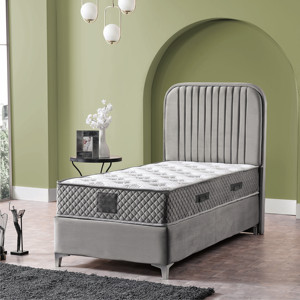 Base de lit de rangement tuftée de style industriel Cadre métallique modulaire souple avec caractéristiques - Product Image 5